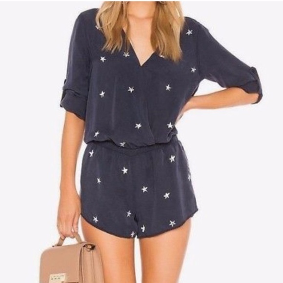 Anthropologie Cloth & Stone Star Romper Navy Blue - Picture 1 of 10